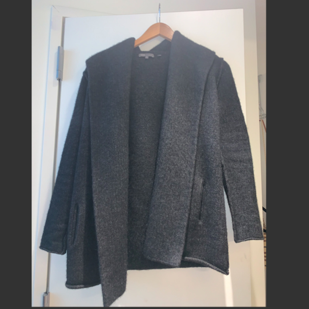 NWOT Vince Grey Draped Wool/Cashmere Sweater Coat